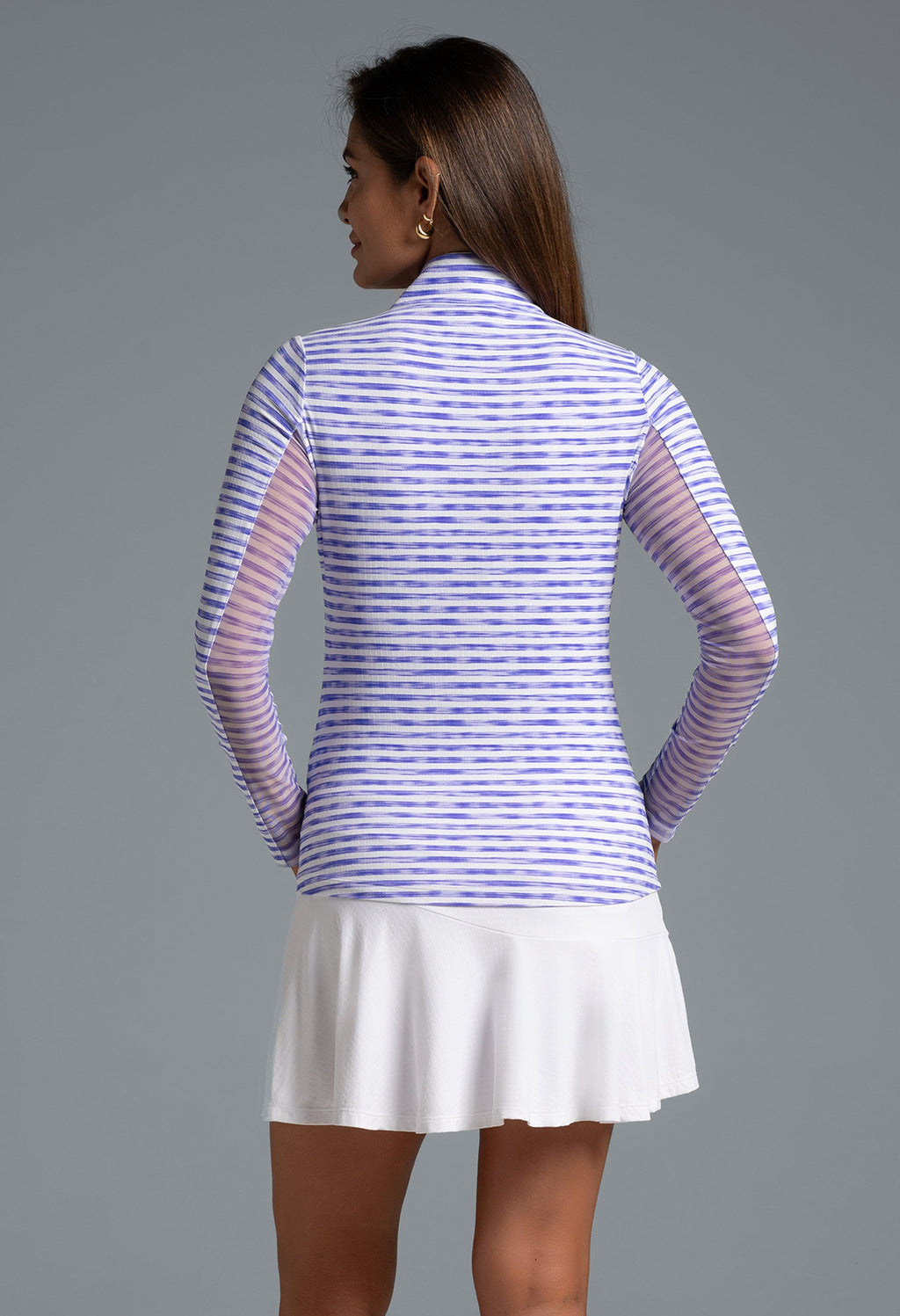 Landon Stripe II  Print Long Sleeve Mock Neck Top – 10164